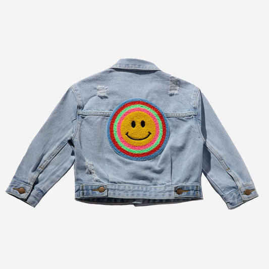 Patched Denim Jacket | Multi Smiley