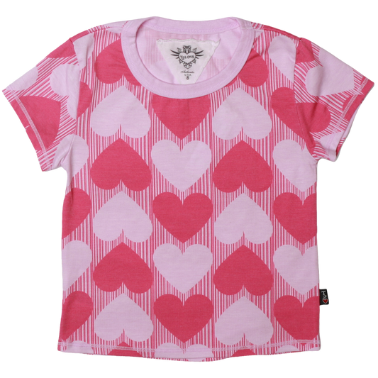 Fitted Tee | Bubblegum Hearts