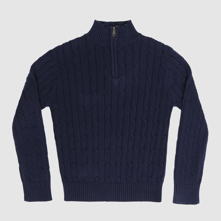 1/4 Zip Cable Sweater | Navy