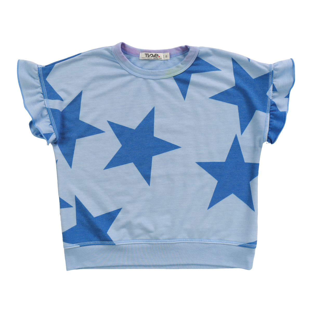 Ruffle Sleeve Banded Top| Blue Stars