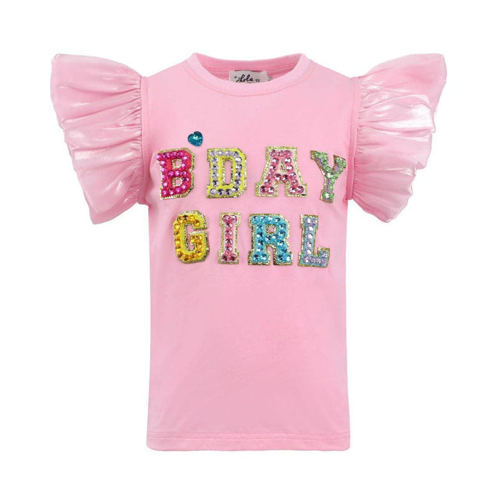 Pink Birthday Girl Gem Ruffle T-Shirt