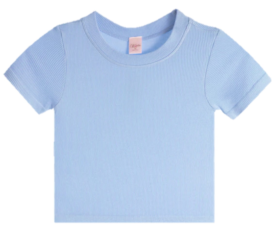 Ribbed Seamless Top | Chambray Blue