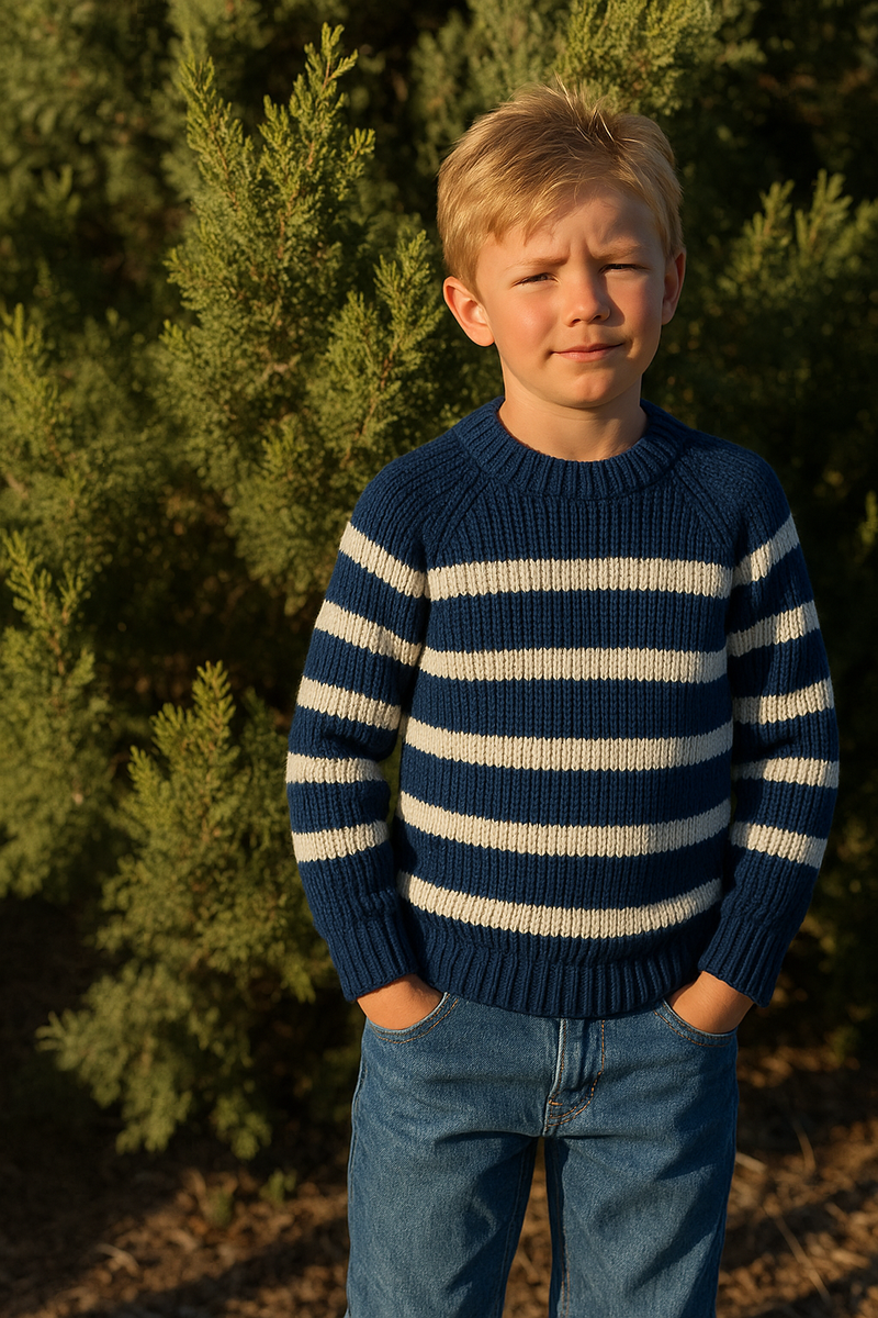 Archie Sweater | Navy & Cream Stripe