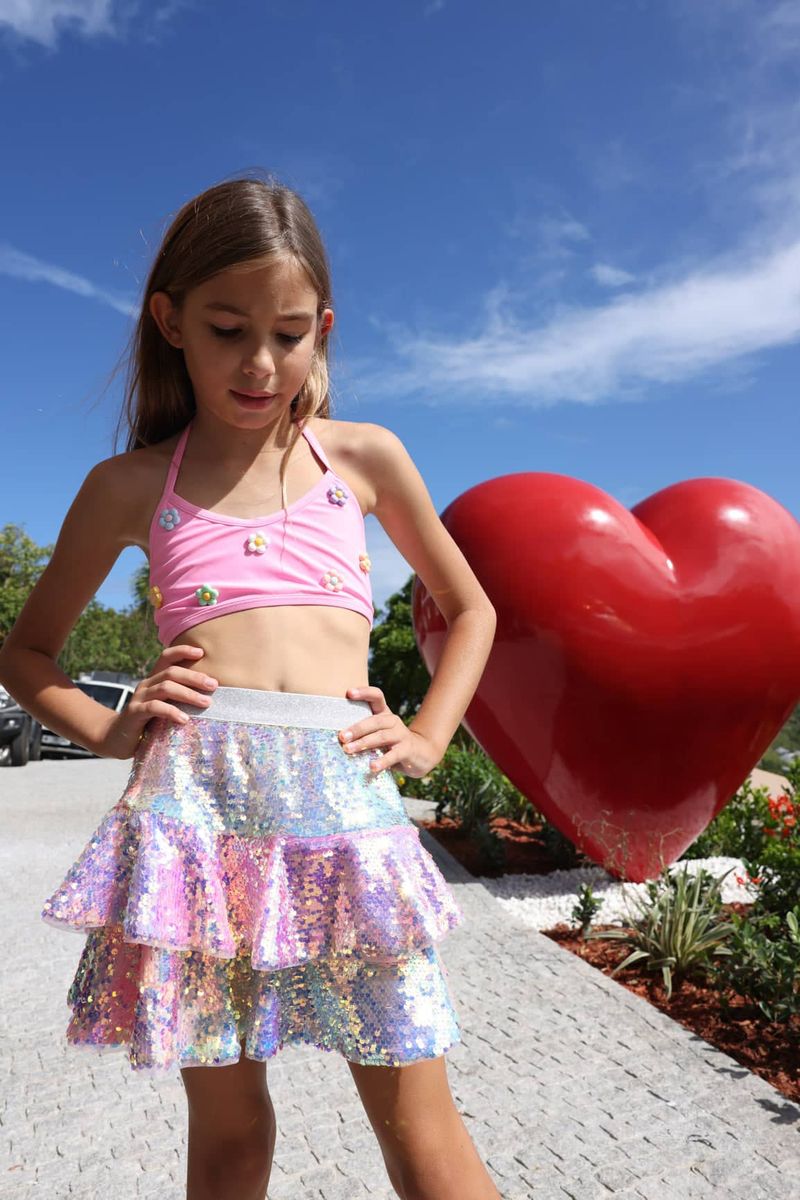 Ombre Sunset Sparkle Tiered Skirt