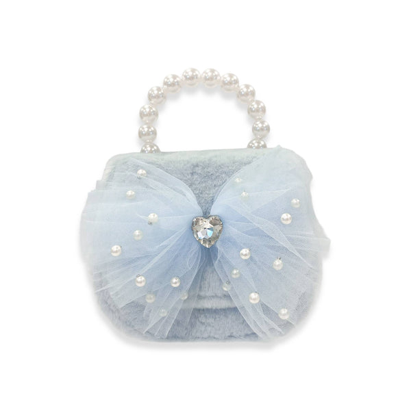 Mesh Bow Furry Purse
