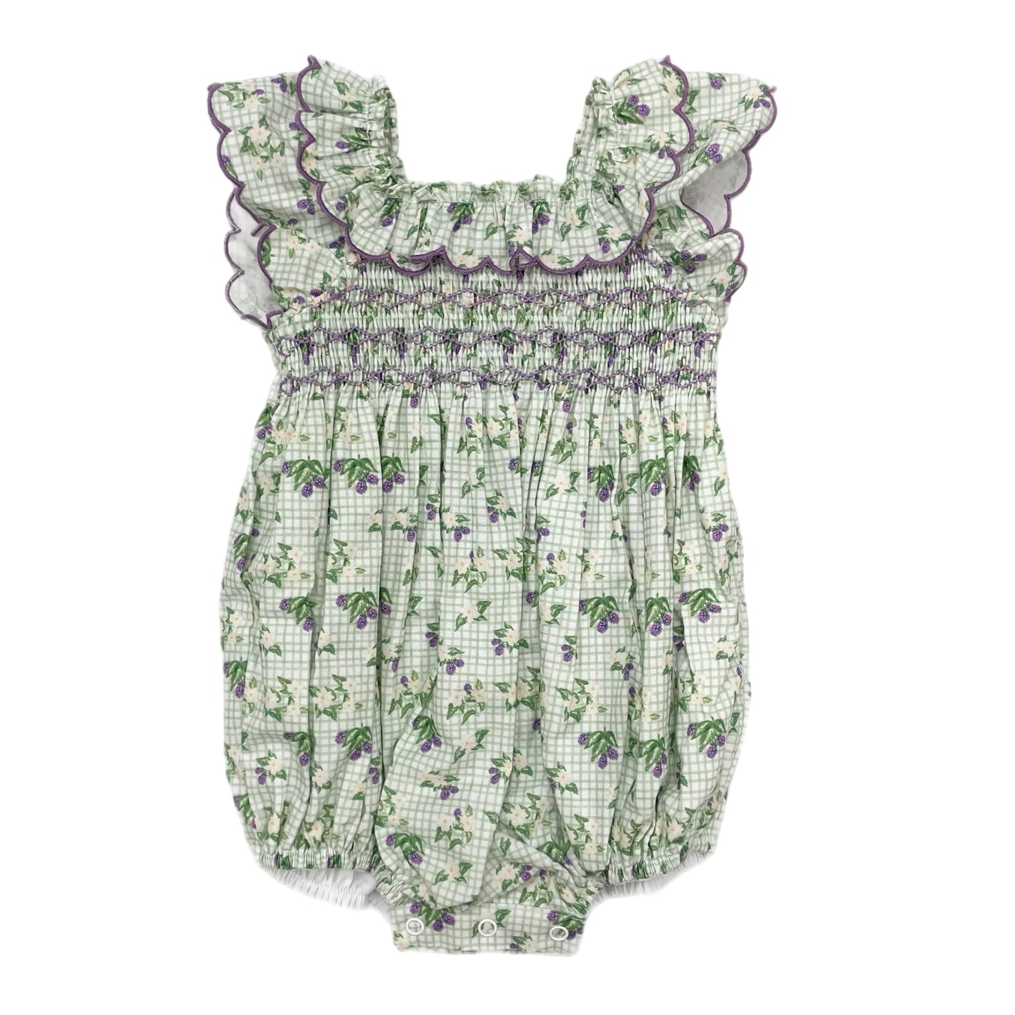 Blackberry Floral Gingham Bubble