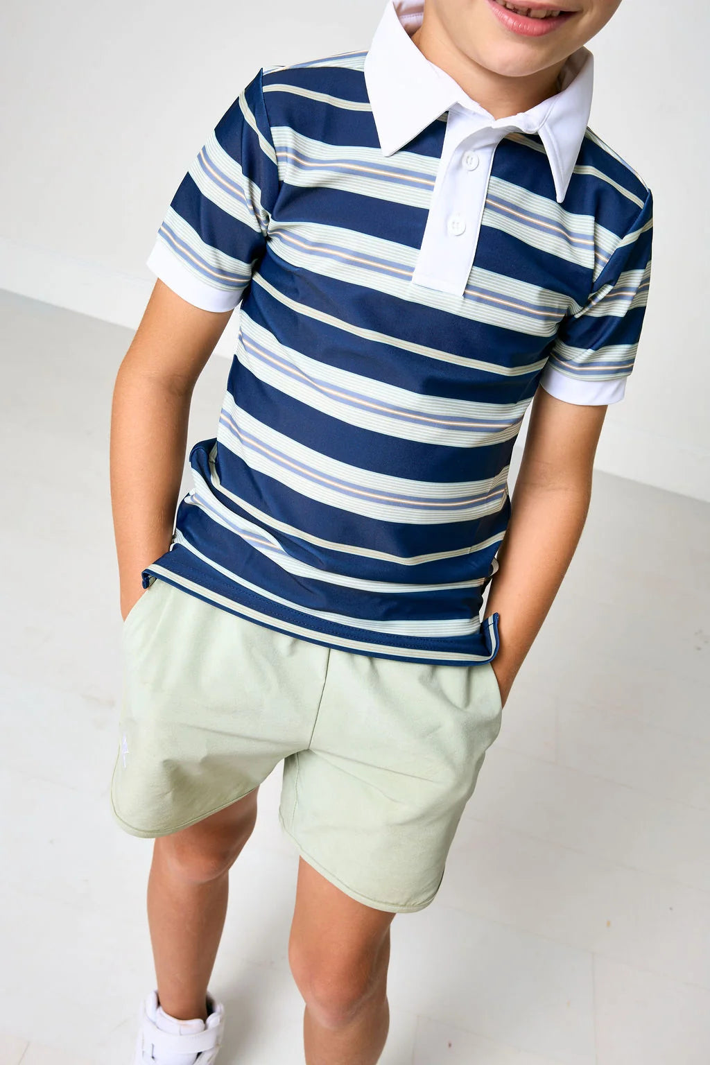 Navy Retro Stripe Polo Shirt
