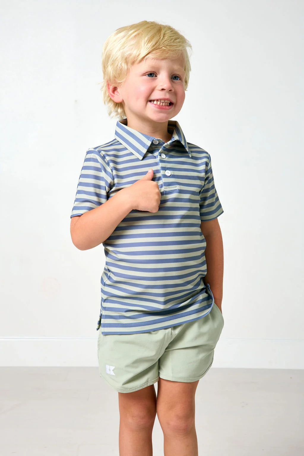 Slate & Sage Stripe Polo Shirt