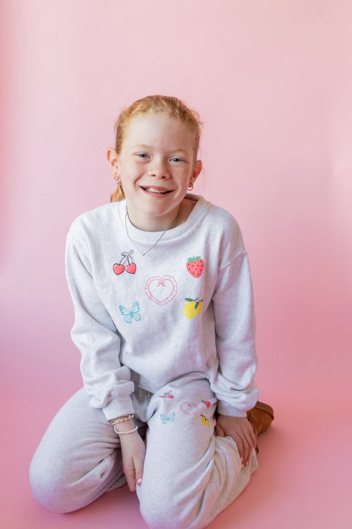 Icon Print Sweatpant | Light Misty Grey