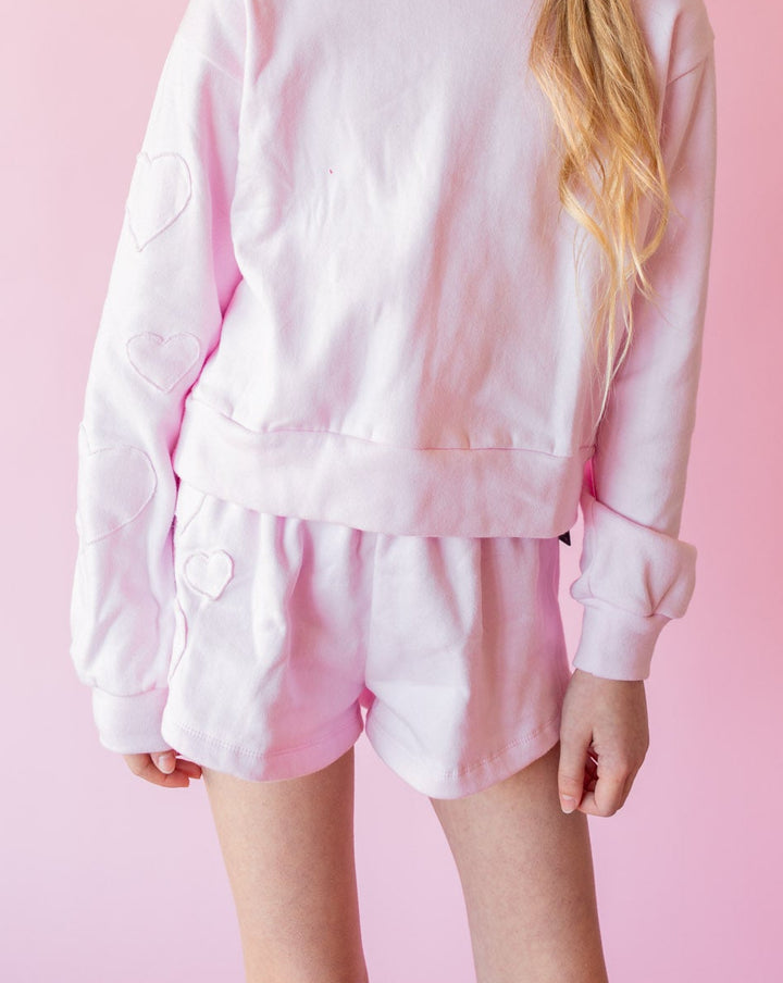 Heart Patch Sweatshort | Light Pink