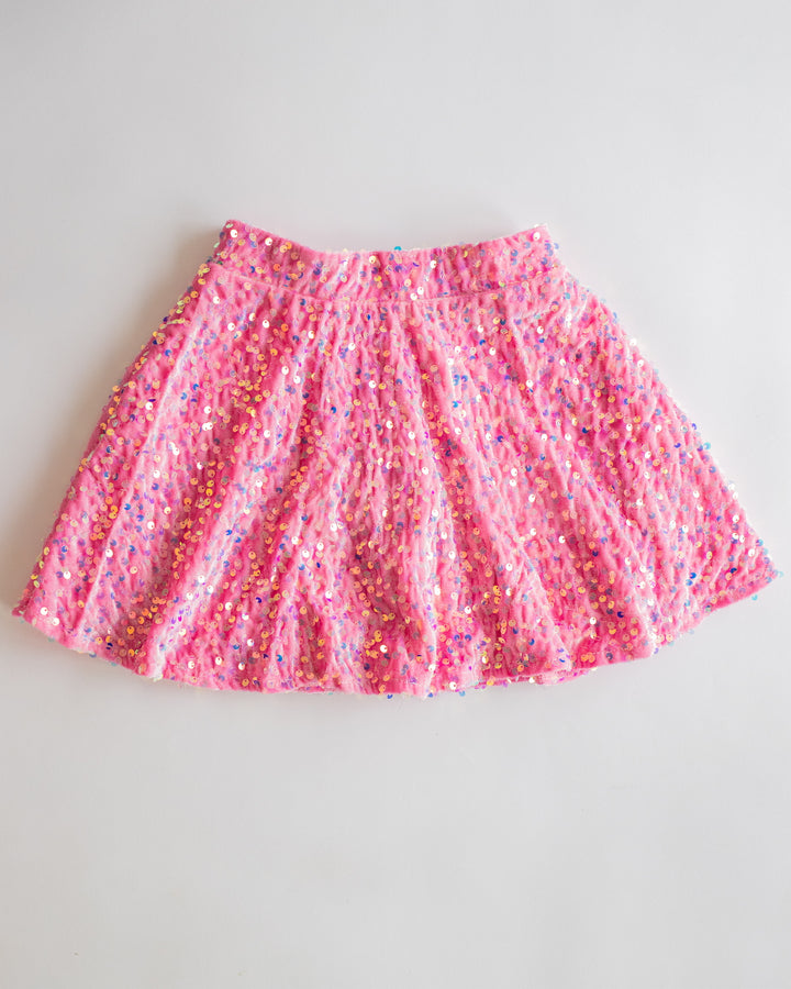Velvet Sequin Skirt | Pink