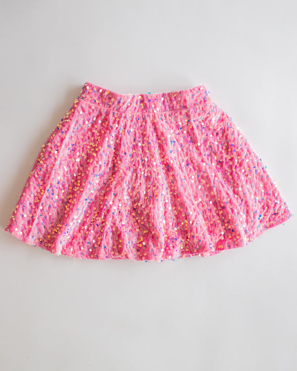 Velvet Sequin Skirt | Pink