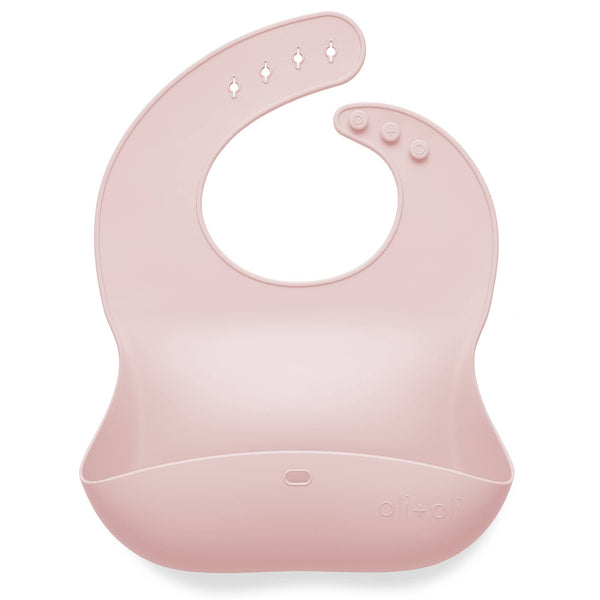 Silicone Baby Bib Roll Up & Stay Closed | True Pink