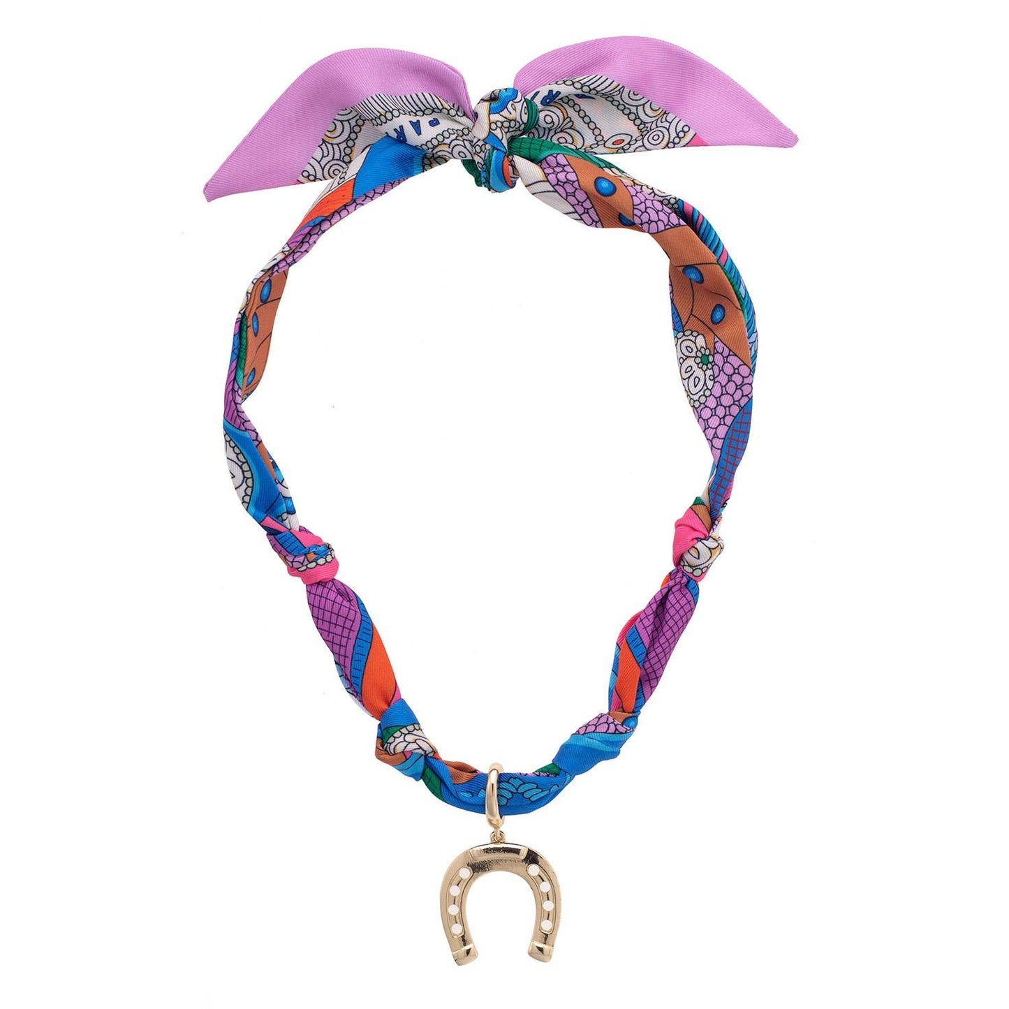 Lucky Horseshoe Scarf Necklace in Multi