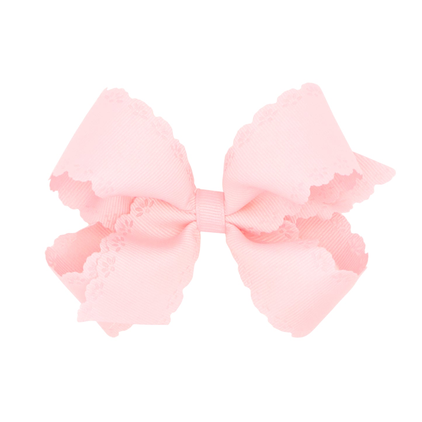 Medium Eyelet Embossed Hair Bow | Powder Pink