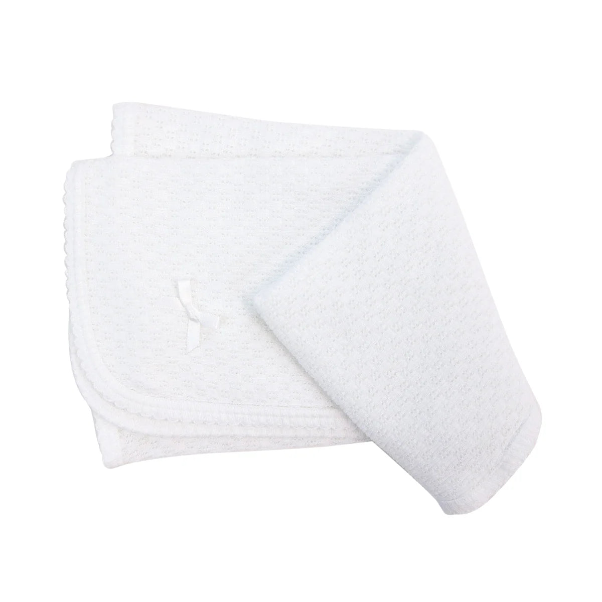 Receiving Blanket w Bow | White