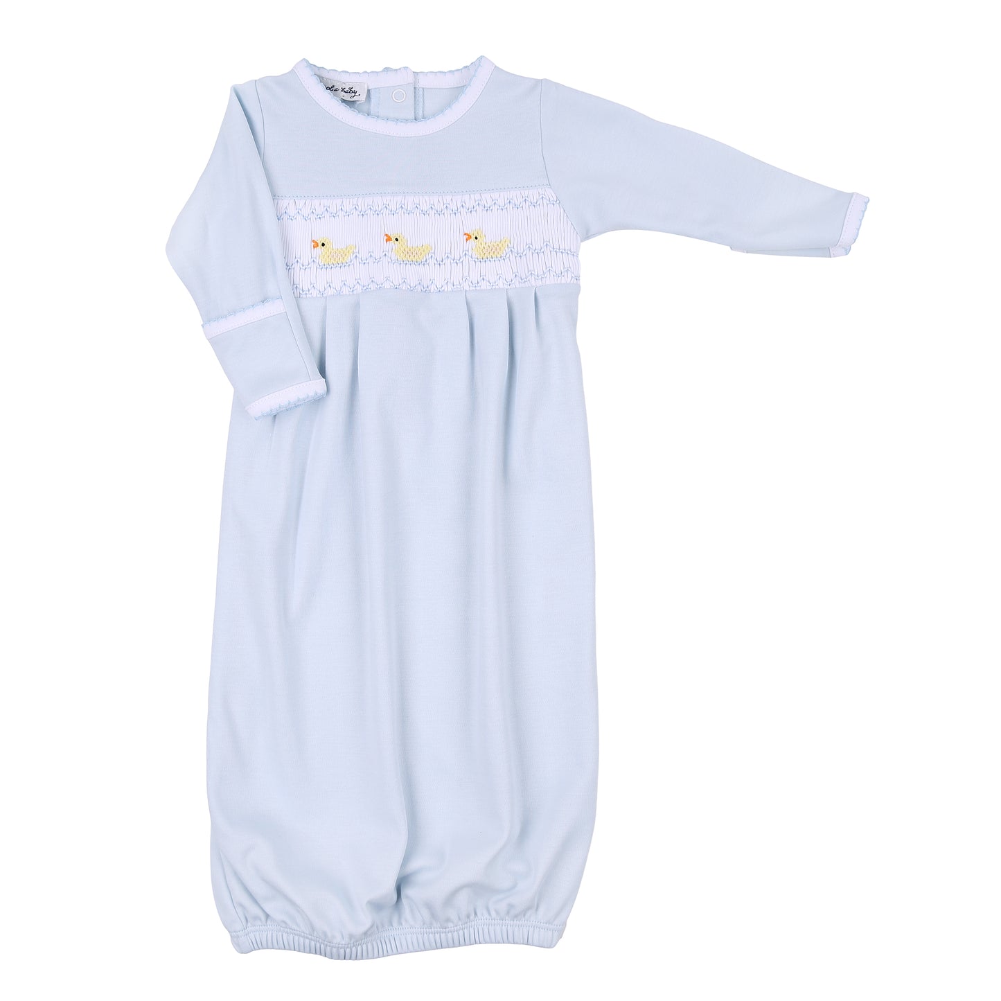 Just Ducky Smocked Gathered Gown | Light Blue