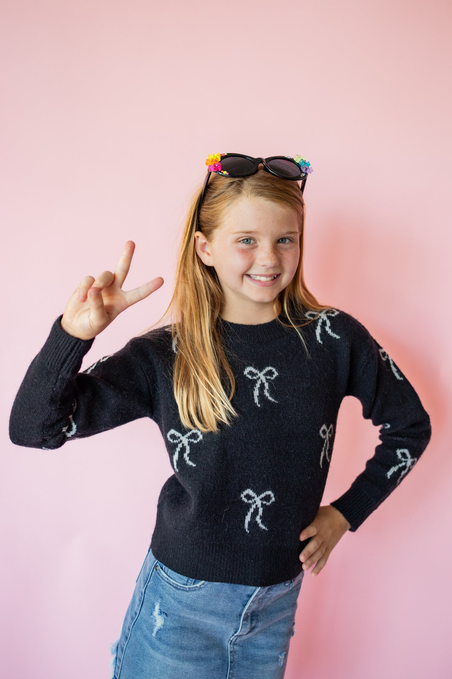 All Over Bow Sweater | Black + White