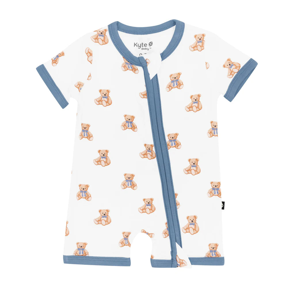 Kyte Baby Zippered Bamboo Shortall Romper | Teddy