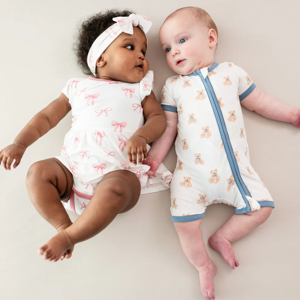 Kyte Baby Zippered Bamboo Shortall Romper | Teddy