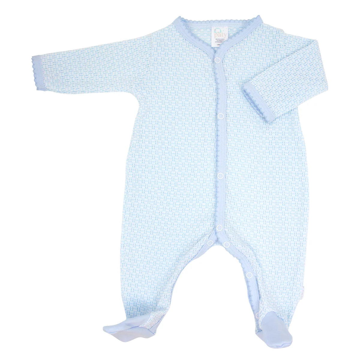 Paty Knit Solid Footie w Pima Trim | Blue w Blue
