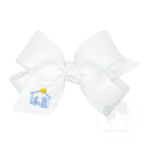 Medium Grosgrain Embroidered Bow | Nativity