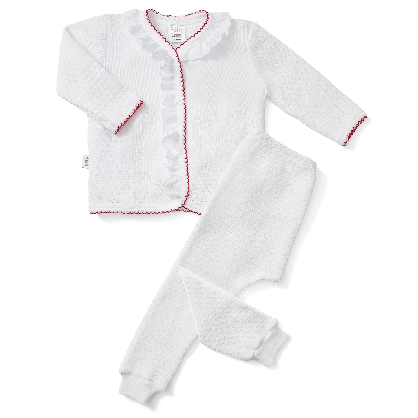 Paty Knit Legging Set w Eyelet Trim | Red