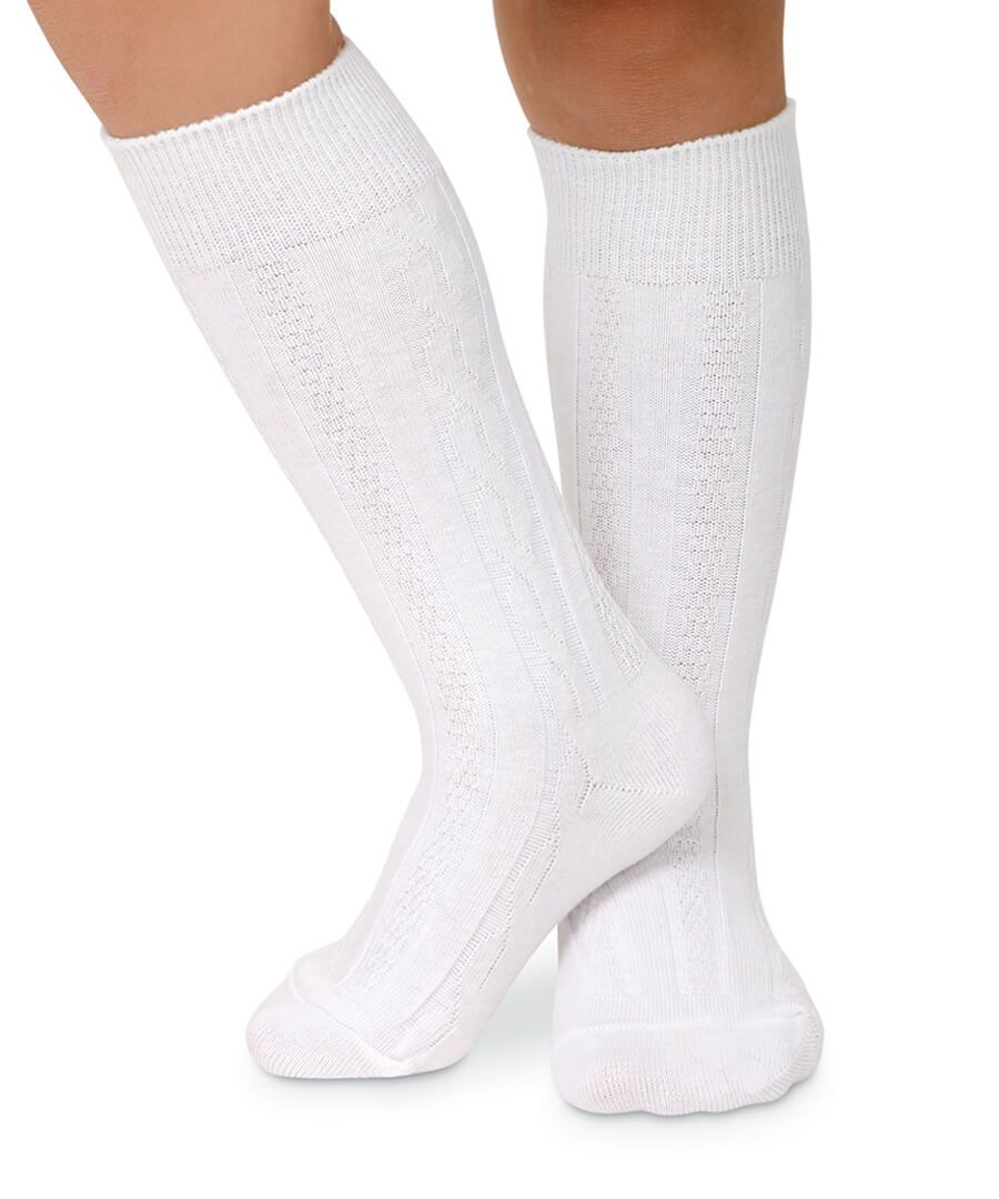 Jefferies Socks Classic Cable Knee High Socks | White