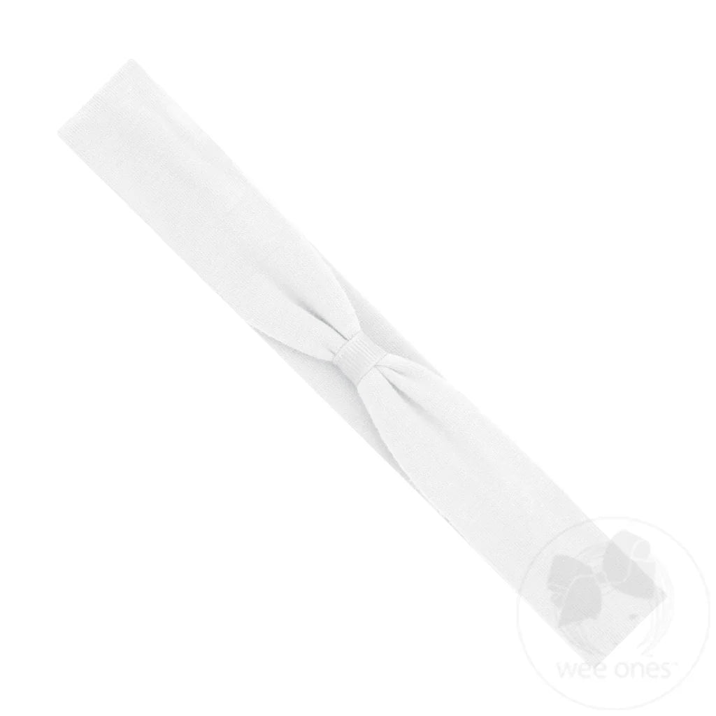 Add-a-Bow Cotton Jersey Baby Girls Hair Wrap | White