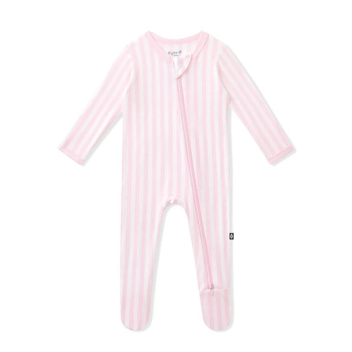 Kyte Baby Zippered Bamboo Footie | Sakura Stripe