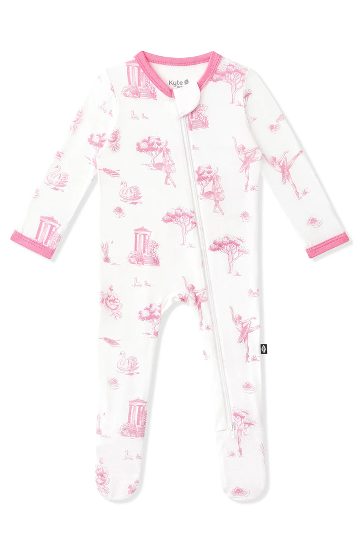 Kyte Baby Zippered Bamboo Footie | Toile Ballet