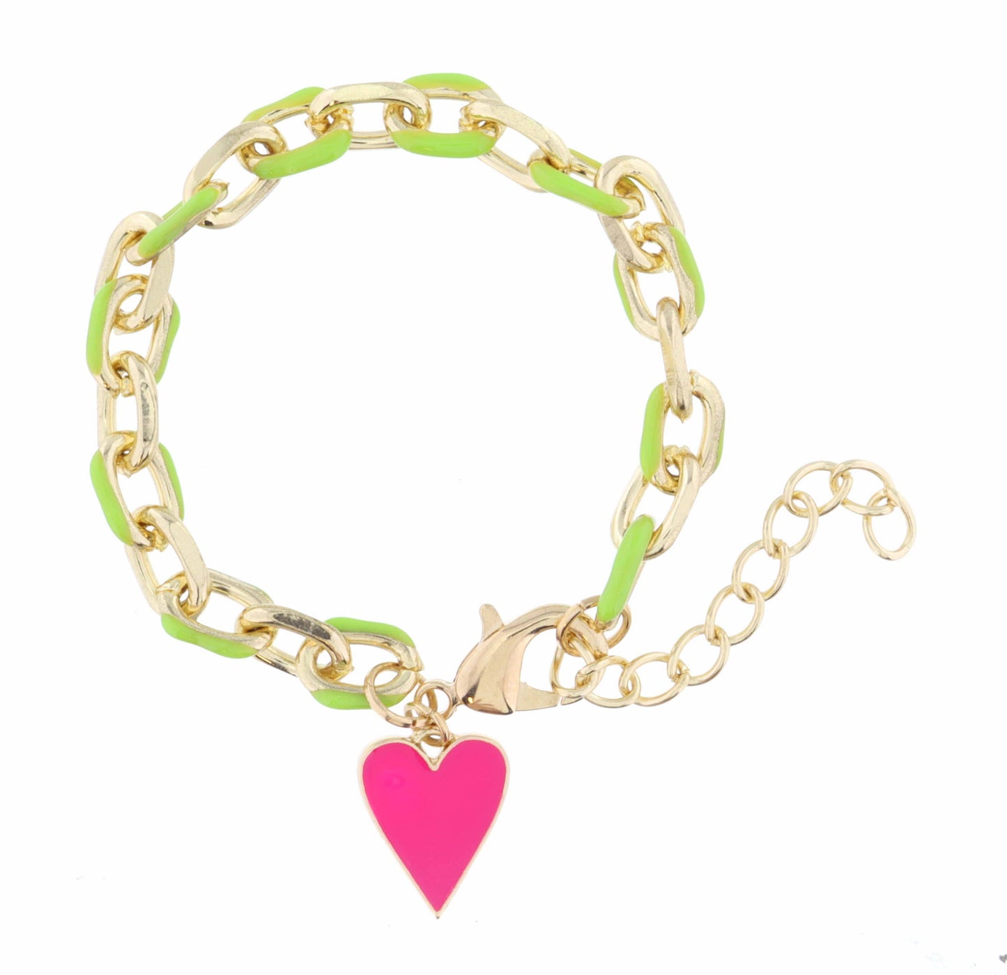 Colorful Chain Heart Pendant Bracelet for Kids