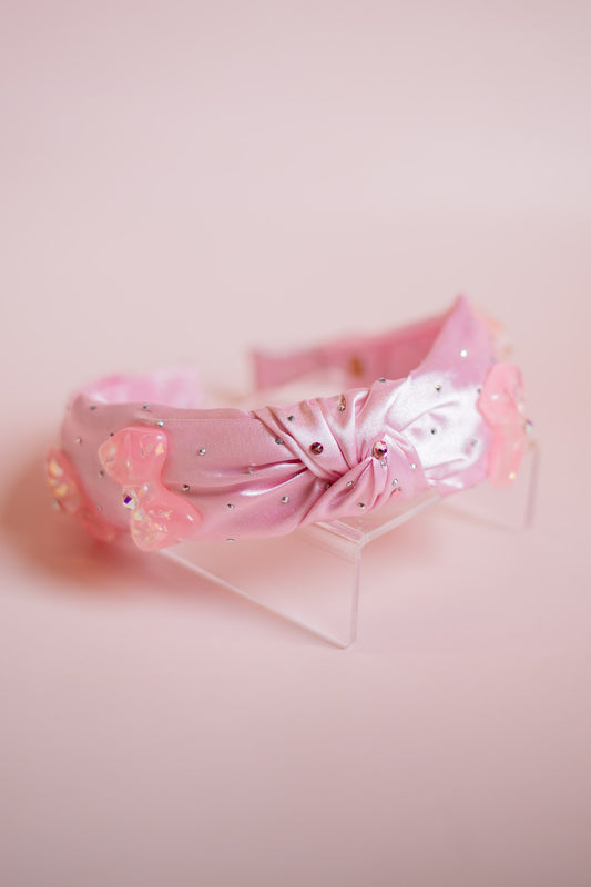 Large Bow Satin Knot Headband | Pink