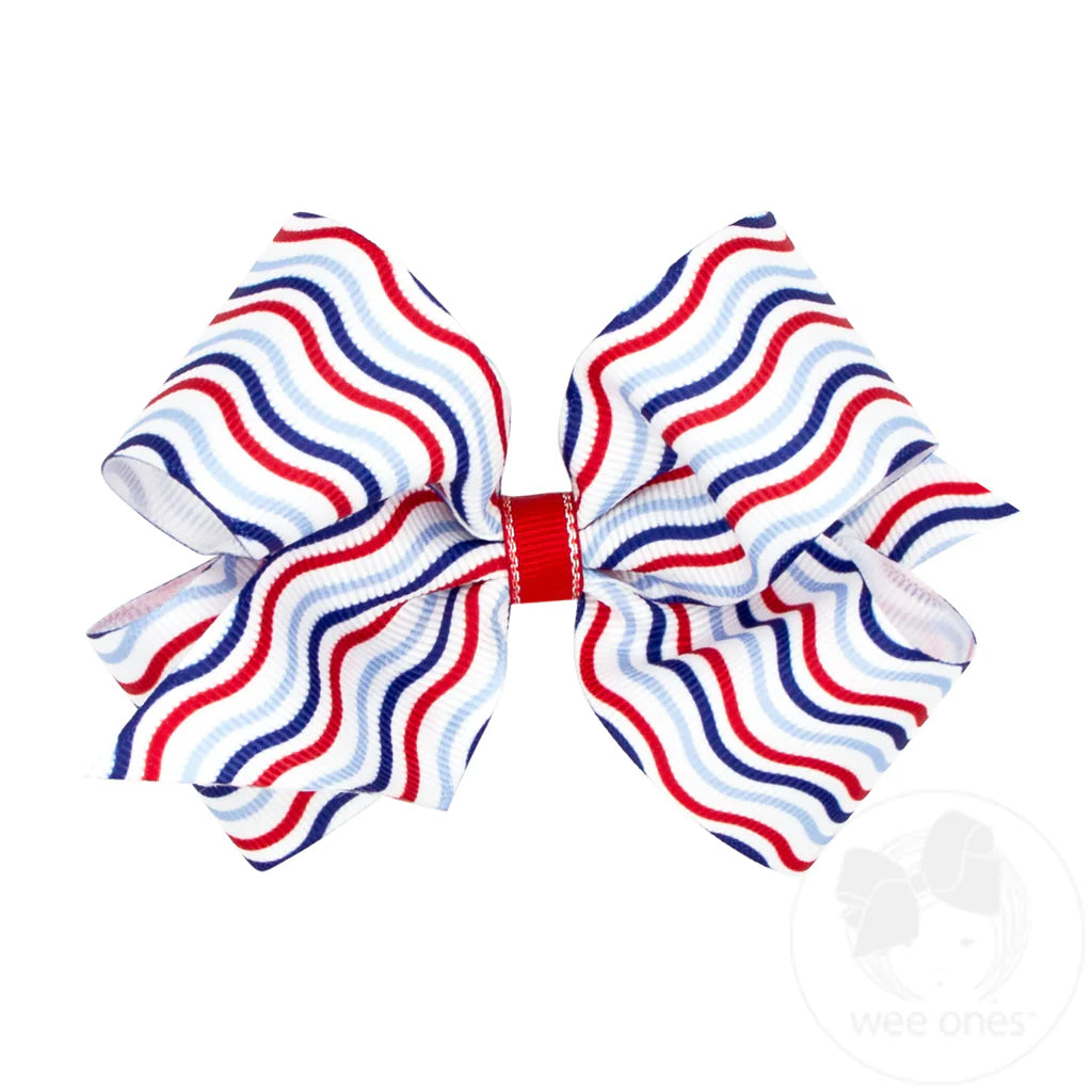 Medium Grosgrain Patriotic Theme Print Bow