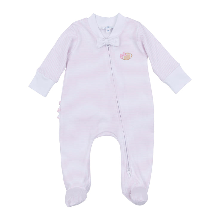 Touchdown Cutie Embroidered Ruffle Footie | Pink