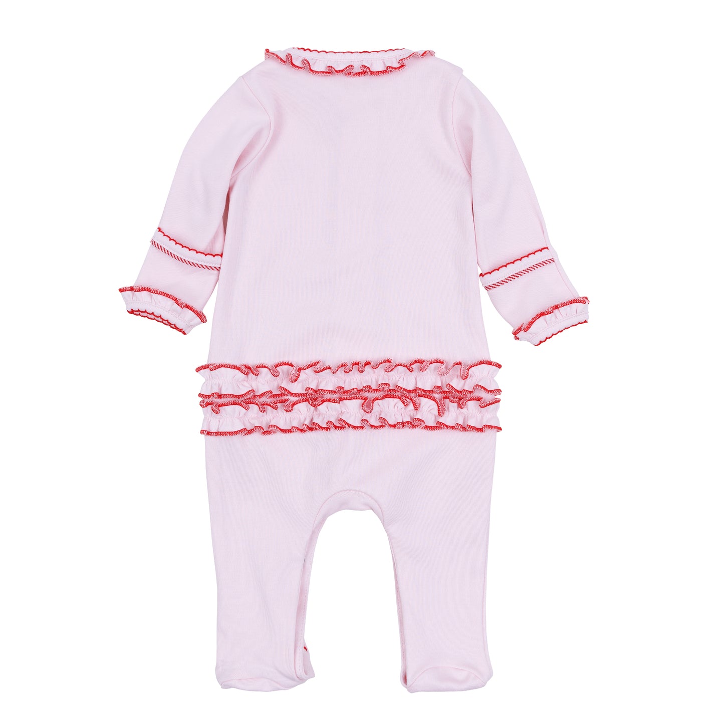 Candy Cane Lane Embroidered Ruffle Footie