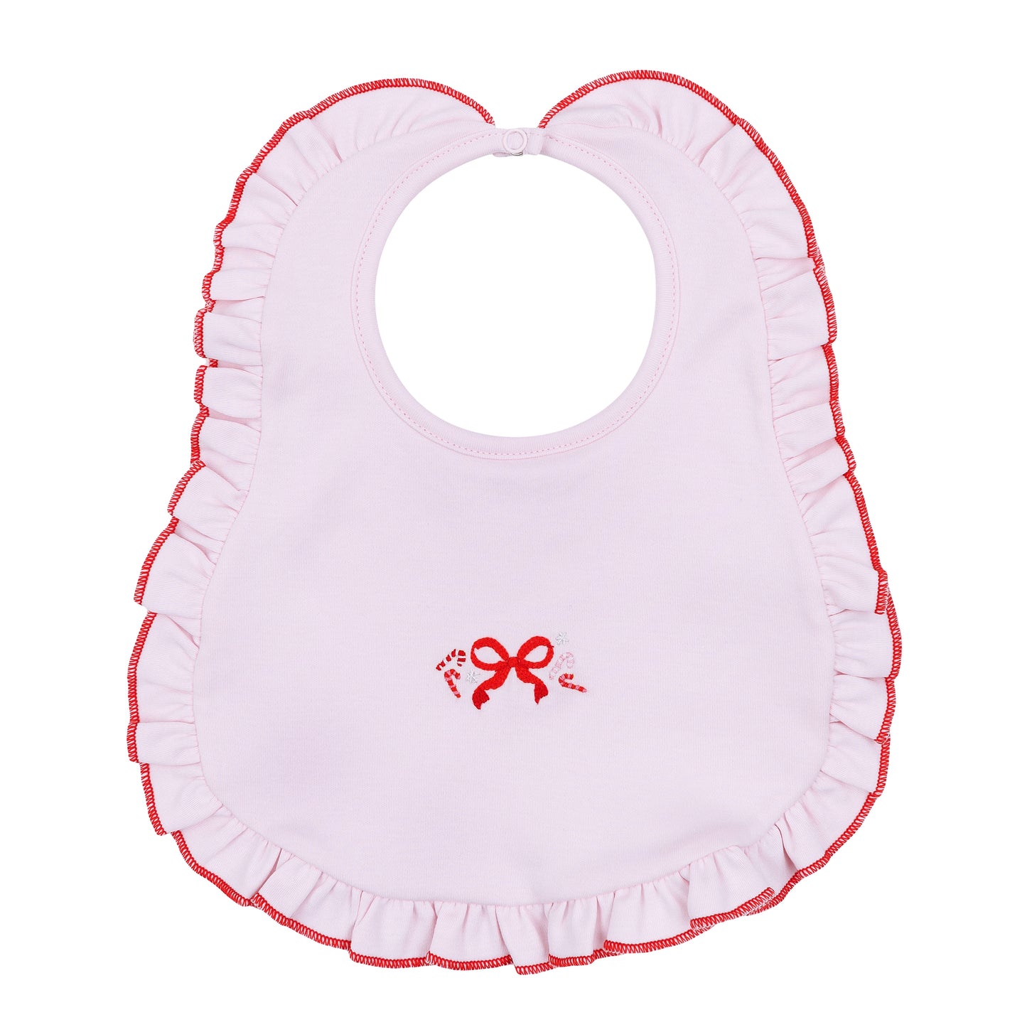 Candy Cane Lane Embroidered Ruffle Bib