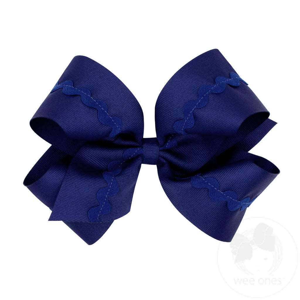 King Grosgrain Ricrac Center Bow | Light Navy