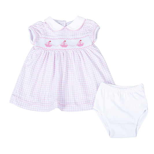 Ahoy Baby Classics Smocked Collared Dress | Pink