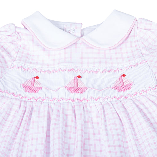 Ahoy Baby Classics Smocked Collared Dress | Pink
