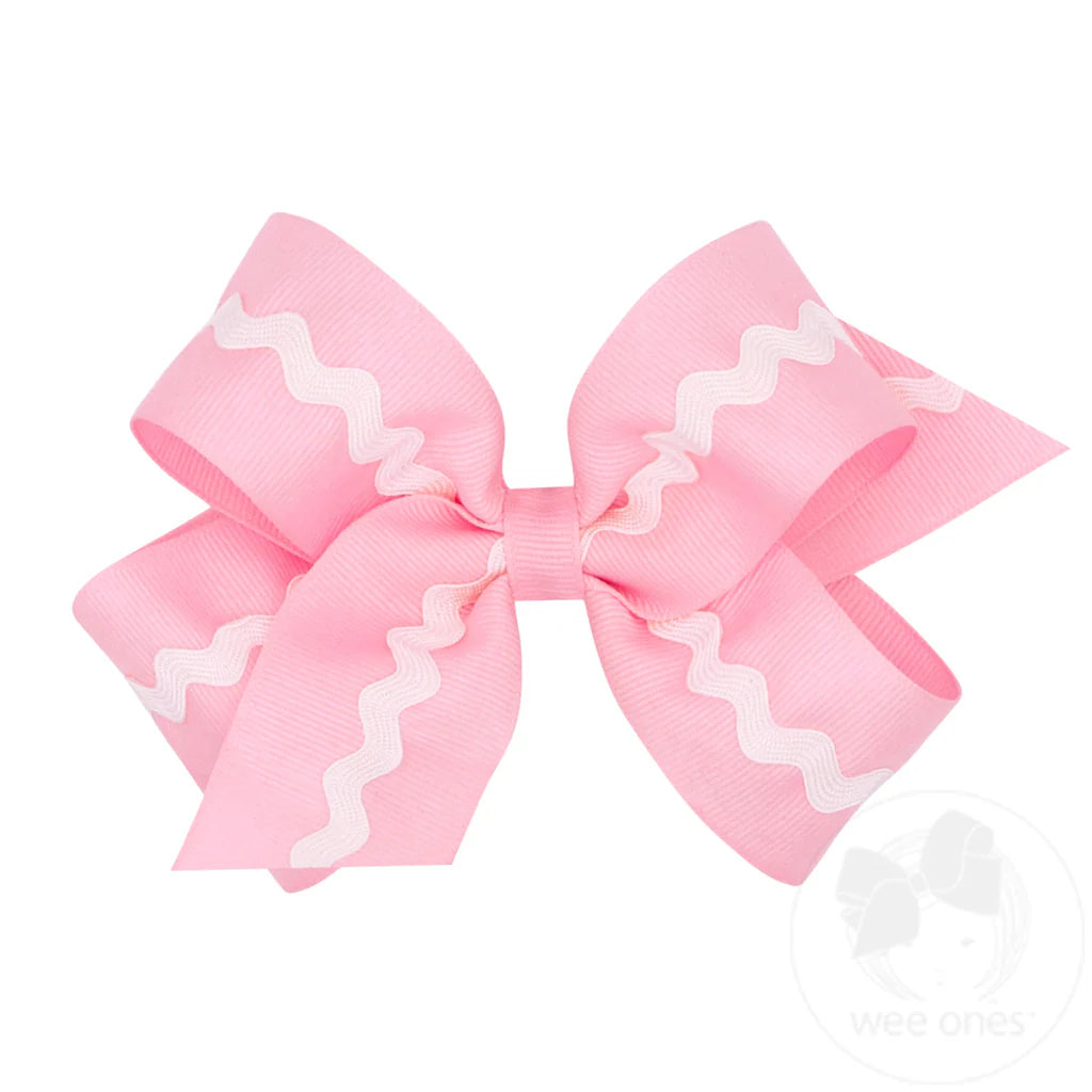 Pearl Medium Grosgrain with Ric-Rac Bow