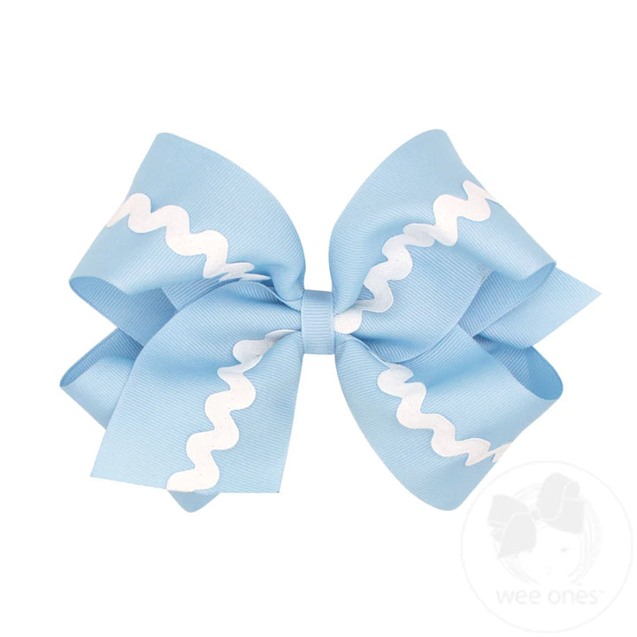 Millennium Blue King Grosgrain with Ric-Rac Bow
