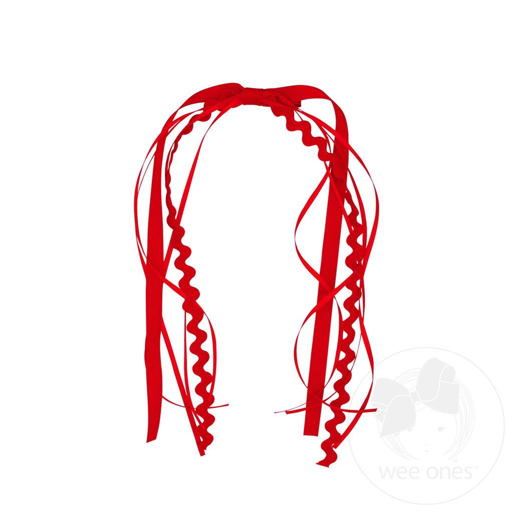 Grosgrain and Ric-Rac Ribbon Streamer Hair Clip | Red