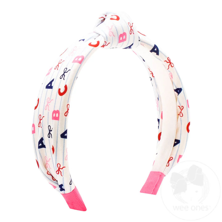 Back to School ABCs Print Knot Headband