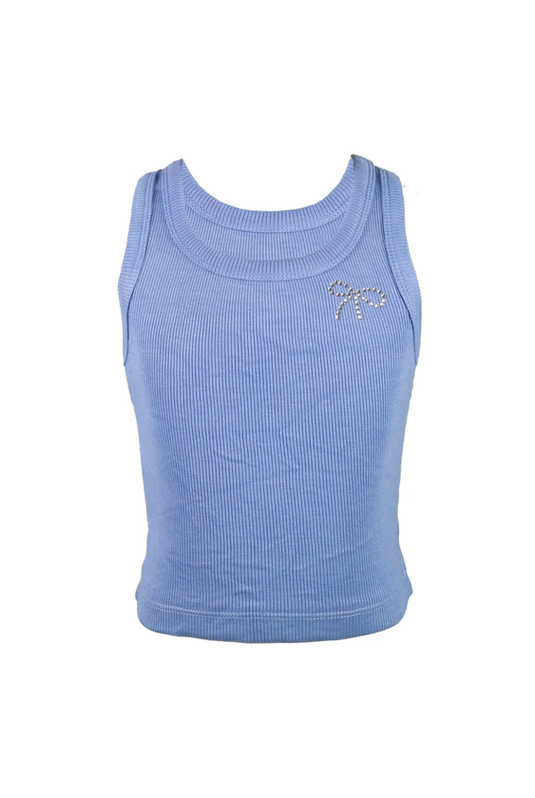 Crystal Bow Ribbed Tank | Blue