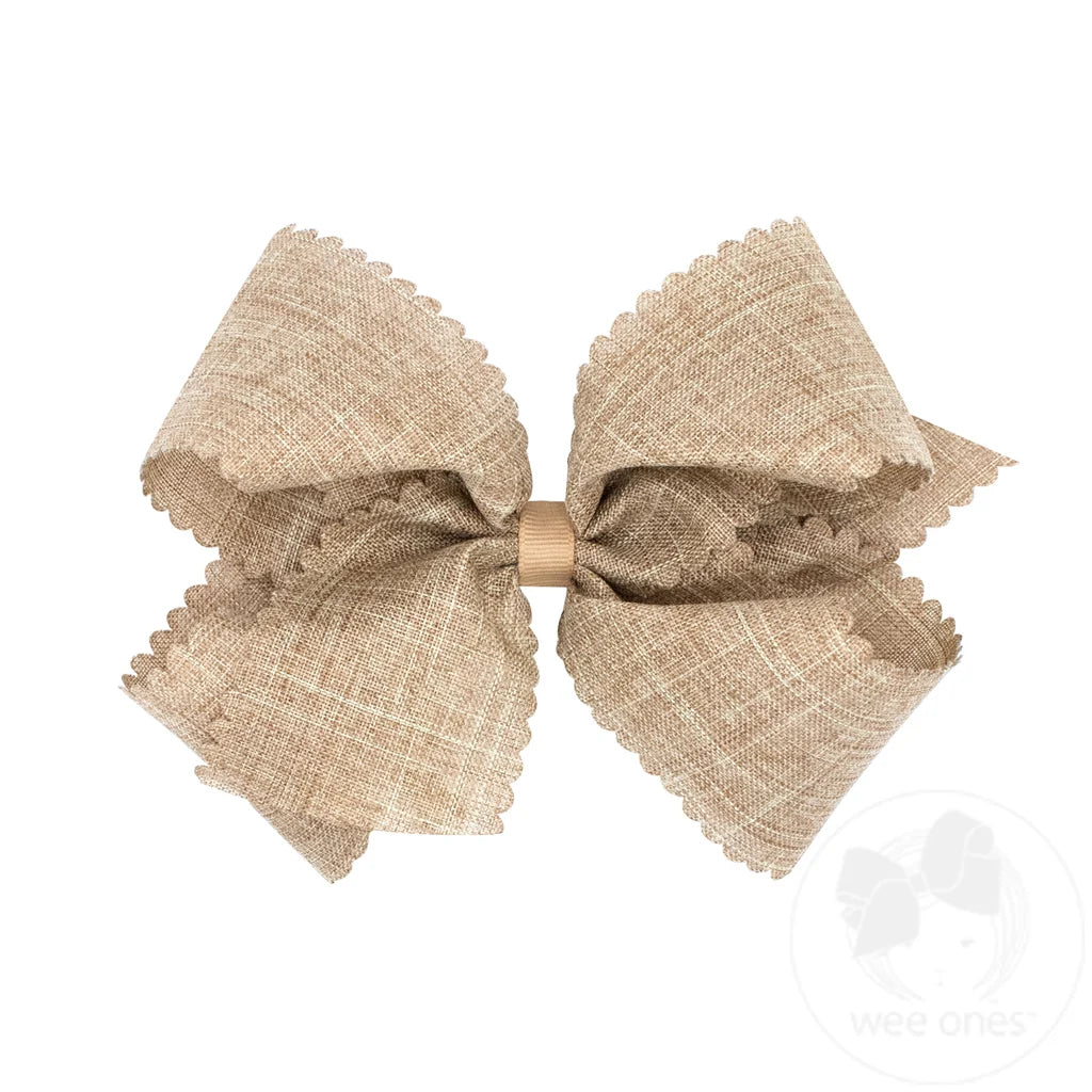 King Scallop Edge Linen Bow | Natural