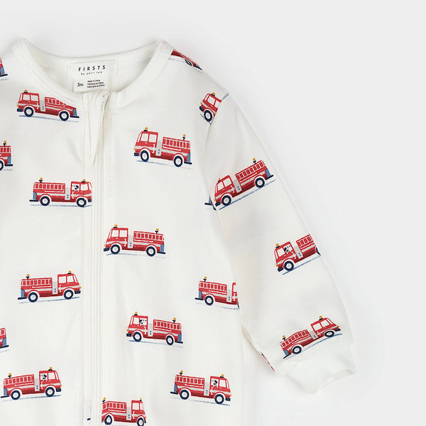 Footed Sleeper | Off White Firetruck