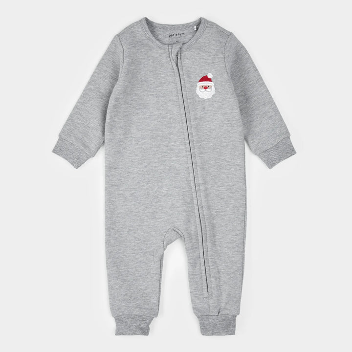 Heather Grey Fleece Playsuit | Santa Baby