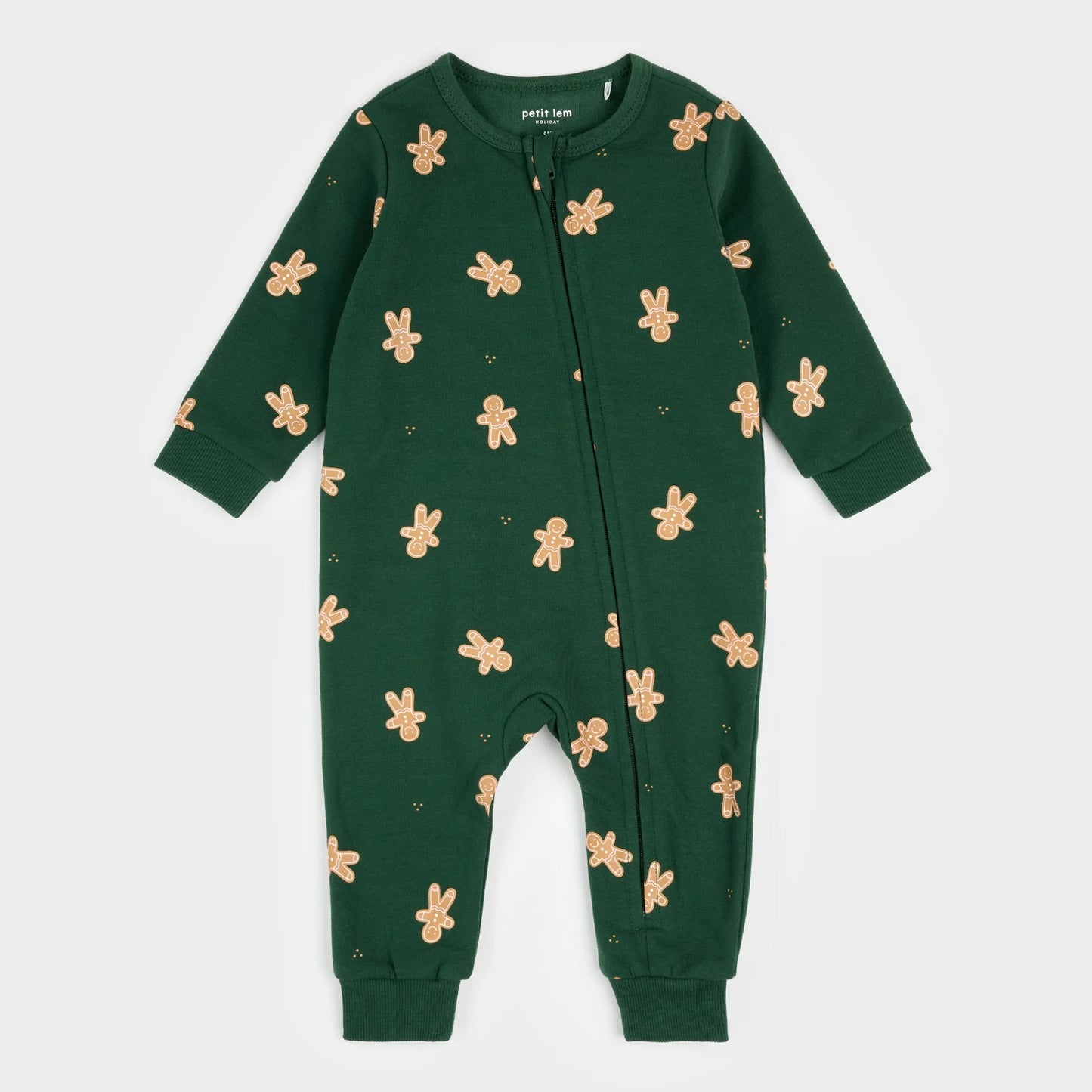 Dark Green Fleece Playsuit | Gingerbread Man