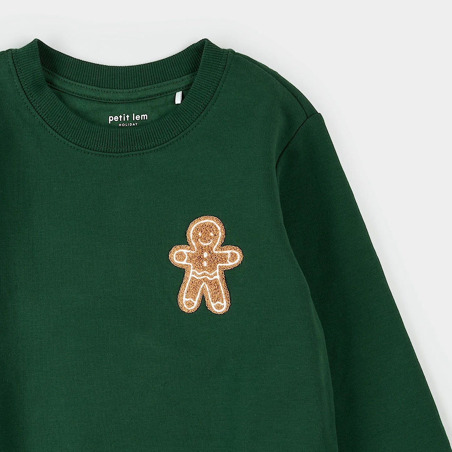 Dark Green Fleece Sweatshirt | Gingerbread Man